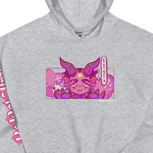 Cute Demon Boy Hoodie, Pink Anime Hoodie, Vintage Anime Shirt, Manga Panel Hoodie, Men&#39;s Colored Hoodie, Women&#39;s Anime Hoodie, Unisex Hoodie