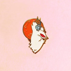 Moon Pin / Wolf Pin / Witchy Jewelry / Wolf Moon / witch pin / white wolf / howling wolf / Werewolf / harvest moon / moon enamel pin