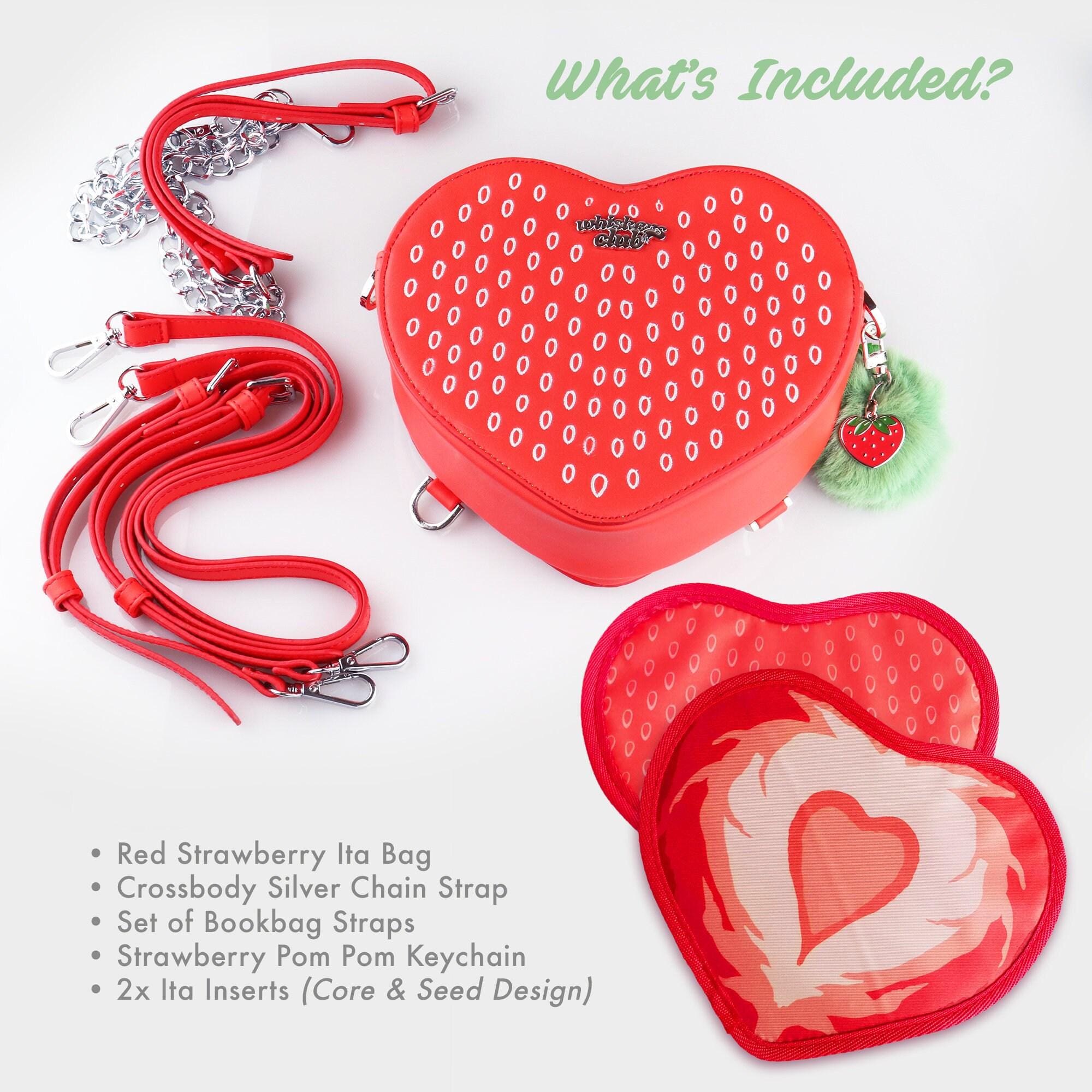 Strawberry Heart Ita Bag: Vegan Leather Crossbody Bookbag - Etsy