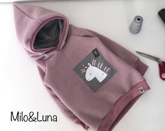 Cool pullover hoodie unicorn walk wool pink