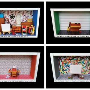 Set di 4 cartoline Dire-Rama (Diorama)