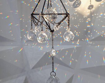 Crystal Suncatcher Chandelier: Rainbow Prism Light, Gothic Home Decor