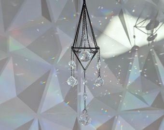 Crystal Prism Suncatcher: Black Cage Rainbow Maker