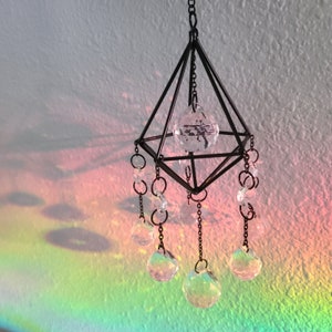 Prism Suncatcher with Crystals, Yoga Meditation Gift for Her, Boho Window Decor - Celestial Suncatchers