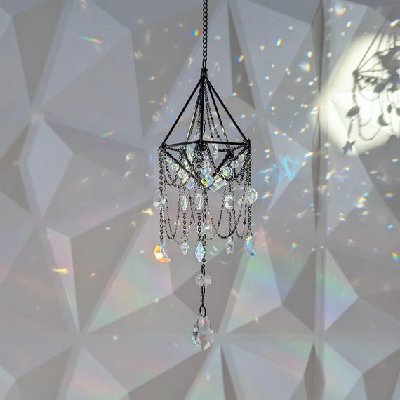 Celestial Suncatcher, Witchy Prism Window Hanging, Handmade Decor, Birthday Gift - Celestial Suncatchers