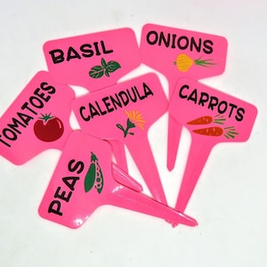 Plant labels pink, Vegetable label, Plastic plant marker, Nursery labels, Garden plant tags, Herb labels