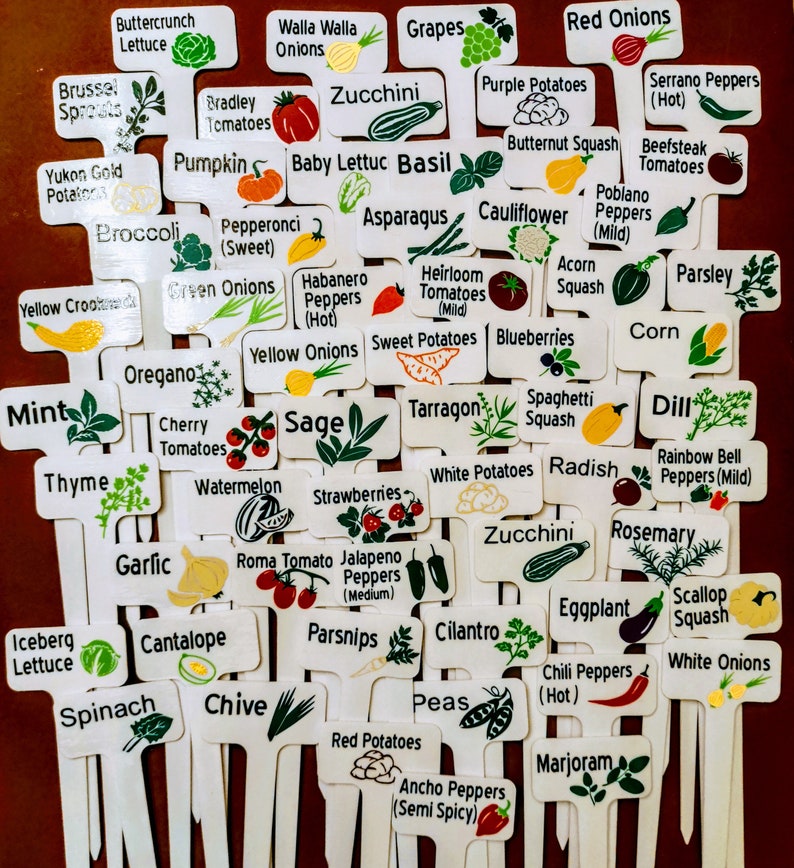 Vegetables Plant Labels plant Markers Plastic Labels Etsy Canada