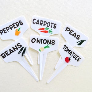 Vegetables label set, Plastic plant labels,  Garden markers, Garden stakes