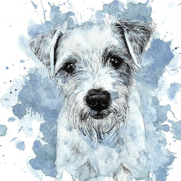 Parson Russell Terrier chien aquarelle Art A5 carte de voeux vierge oeuvre peinture peinture mignon animal de compagnie race animale jack russel dessin chiot