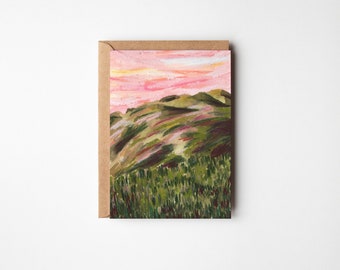 Scottish pink skies - Greeting card