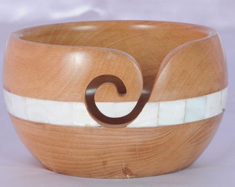 Steambeech Yarn Bowl with Mother of Pearl Inlaid with free Knitting needle and Crochet hook