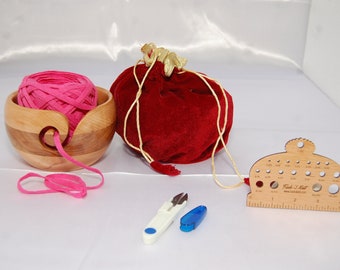 Yarn Bowl in Steam beech Wood & sheesham wood | Perfect Christmas gift for her