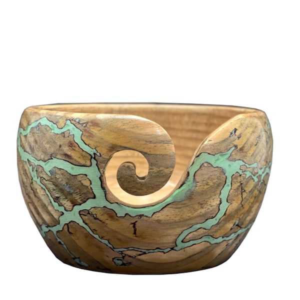 Yarn Bowl Pine Wood With Electrocute Sky Blue Color