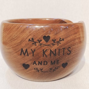 Wood yarn bowl 6x3.5 - Perfect Personalized Yarn Holder for Knitting & Customize Your Message For Your Loved One.