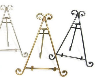 Decorative Metal Easel 10 Tall Display Stand Iron, Copper, Antique