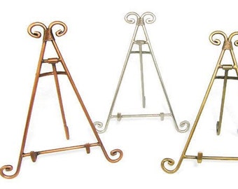 Decoratieve metalen schildersezel 13-inch hoge displaystandaard: ijzer, koper, antiek messing en tin