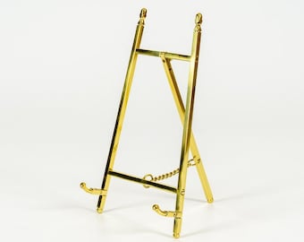 Decorative Brass or Nickel Plated Easel Display Stand, 9 inches high