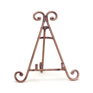 Decorative Metal Easel 7&quot; Tall Display Stand- Copper, Iron, Antique Brass and Pewter