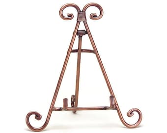 Decorative Metal Easel 7" Tall Display Stand- Copper, Iron, Antique Brass and Pewter