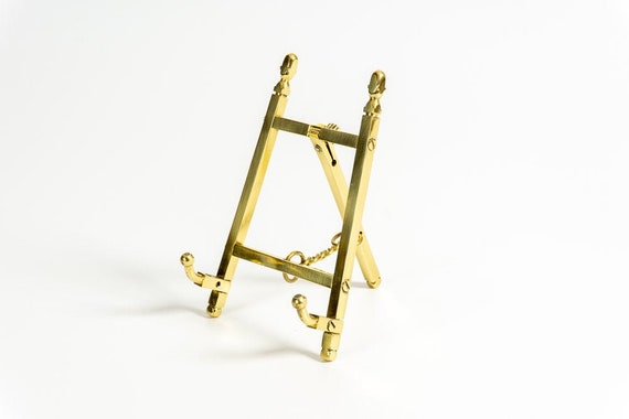 Art Display Easels, Decorative Brass or Nickel Plated, 7 Inches High (Brass)