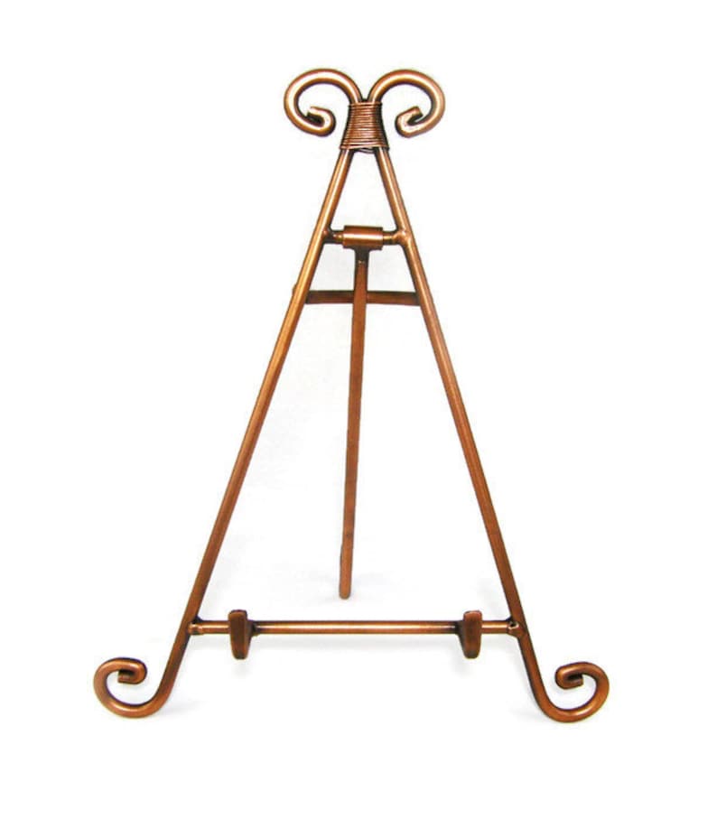 Decorative Metal Easel 10 Tall Display Stand Iron, Copper, Antique