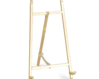 Decorative Brass or Nickel Plated Easel Display Stand, 10.5 inches high