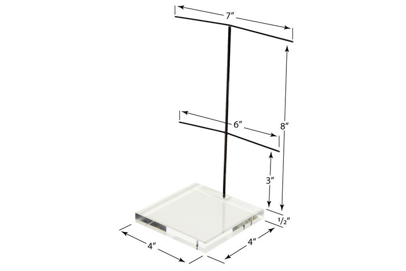 8 Double T, Display Stand armature, 8 High for Dagger, Knife, Figurine, Artifact TA2-84 Clear Base- TA2-84C