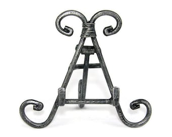 Decoratieve metalen schildersezel 4" hoge displaystandaard: tin, ijzer, antiek messing en koper