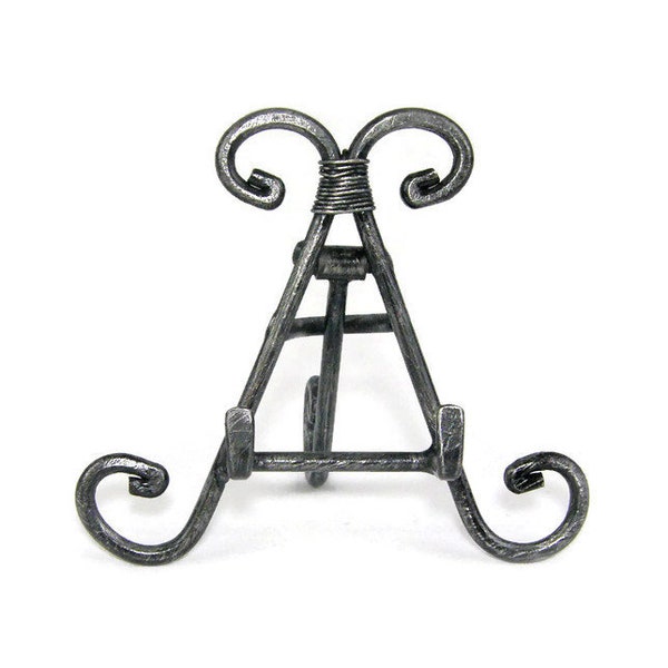 Decorative Metal Easel 4" tall Display Stand- Pewter, Iron, Antique Brass, and Copper