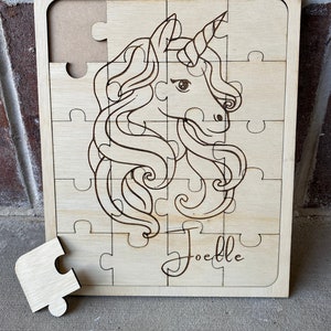 Paint Your Own Puzzle, Wood Unicorn Puzzle, Kids Gift, Kids Activity, Girl Gift, Custom Puzzle, Birthday Gift, Valentine&#39;s Gift For Kids