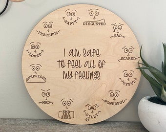 Engraved Emotions Circle | Montessori Toy | Preschool Teacher Gift | Feelings Wheel | Emotion Chart | Classroom Decor | Social Emotional