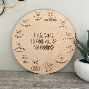 Engraved Emotions Circle | Montessori Toy | Preschool Teacher Gift | Feelings Wheel | Emotion Chart | Classroom Decor | Social Emotional