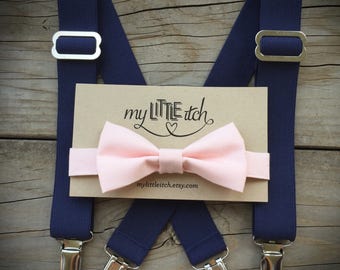 Simple /& Elegant Suspender and Bow Tie Set for Boys Girls Children Beige//Ivory