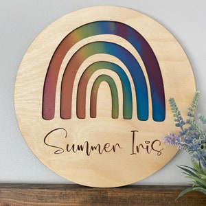 Custom Name Sign, Nursery Name Sign, Baby Name Sign, Rainbow Nursery Decor, Round Name Sign, Baby Shower Gift, Rainbow Baby, Rainbow