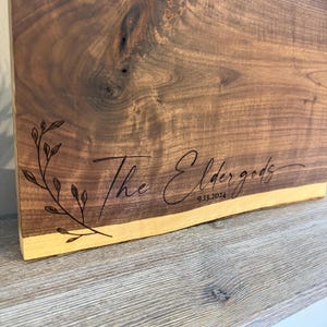 Walnut Charcuterie Board with Live Edge | Custom Engraved Cutting Board | Serving Tray | Meat and Cheese Board | Christmas Gift | Weddding