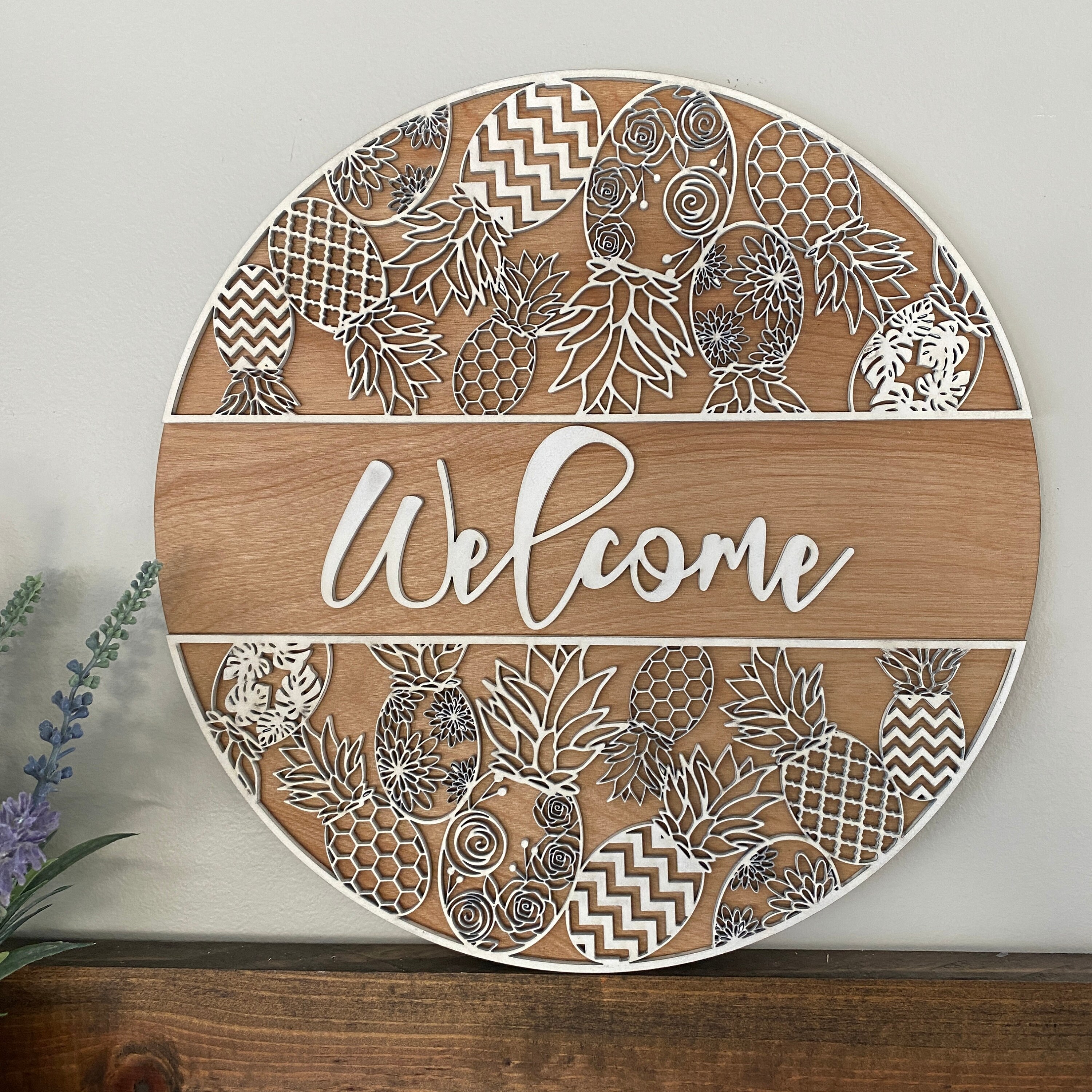 Pineapple Welcome Sign Upside Down Pineapple Decor - Etsy