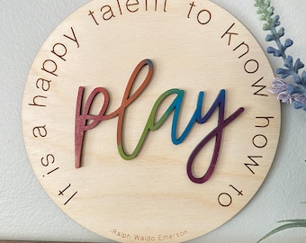 Playroom Decor, Playroom Sign, It Is a Happy Talent to Know How To Play, Nursery Decor, Kids Bedroom Decor, Daycare Decor, Preschool Decor
