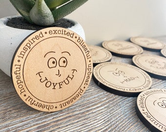 Emotion Tokens | Feeling Coins | Wooden Emotion Faces | Social Emotional Learning | Montessori | Classroom Supplies | I feel Kids Emotions