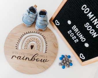 Rainbow Baby Announcement, After Every Storm Comes a Rainbow, Pregnancy Announcement, Nursery Wall Art