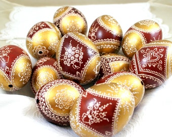 Osterei, echtes Hühnerei, echte Hühnereierschale, handdekorierte Pysanky-Eier, handgemacht, polnisches Pysanky, einzigartiges Geschenk