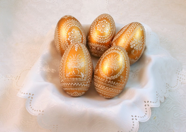 Golden Goose Eggs Easter Eggs Handmade Pysanky Unique Eggs Etsy
