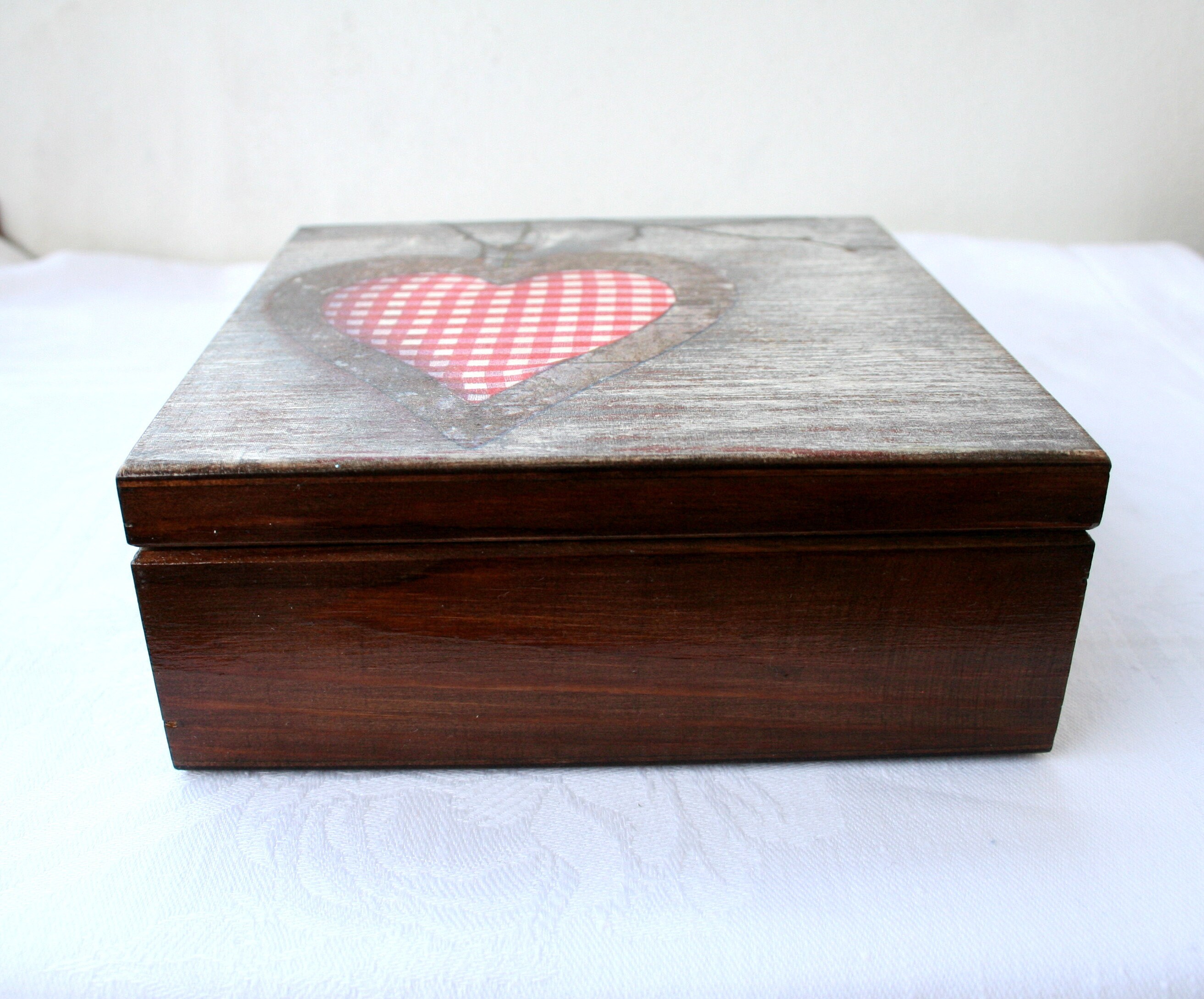 Wooden Box With Red Heart, Keepsake Box, Jewelry Box, Heart for Friend ...