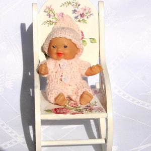 rocking chair + doll, wooden dollhouse furniture, doll furniture, chair with doll Berenguer