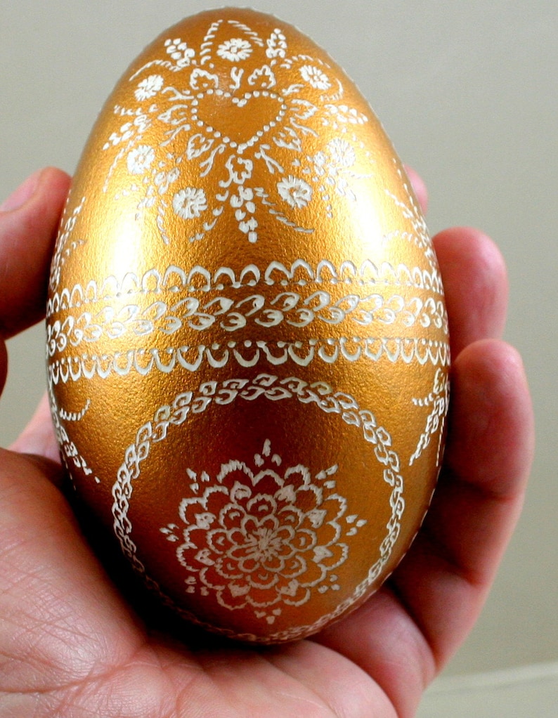 Golden Easter eggs gold goose eggs handmade pysanky unique Etsy
