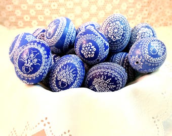 blaue Ostereier, echte Hühnereier, Kobaltblaue Ostereier, schöne Geschenkidee