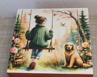 boîte personnalisée pour adolescente, boîte de rangement de bijoux, jolie boîte de rangement, fille avec un chien, cadeau pour elle, cadeau pour un ami, cadeau pour adolescente