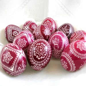 10 pcs Easter eggs, real chicken eggs, amaranth easter eggs, traditional pysanky eggs, egg art, home decoration, easter eggs fan gift
