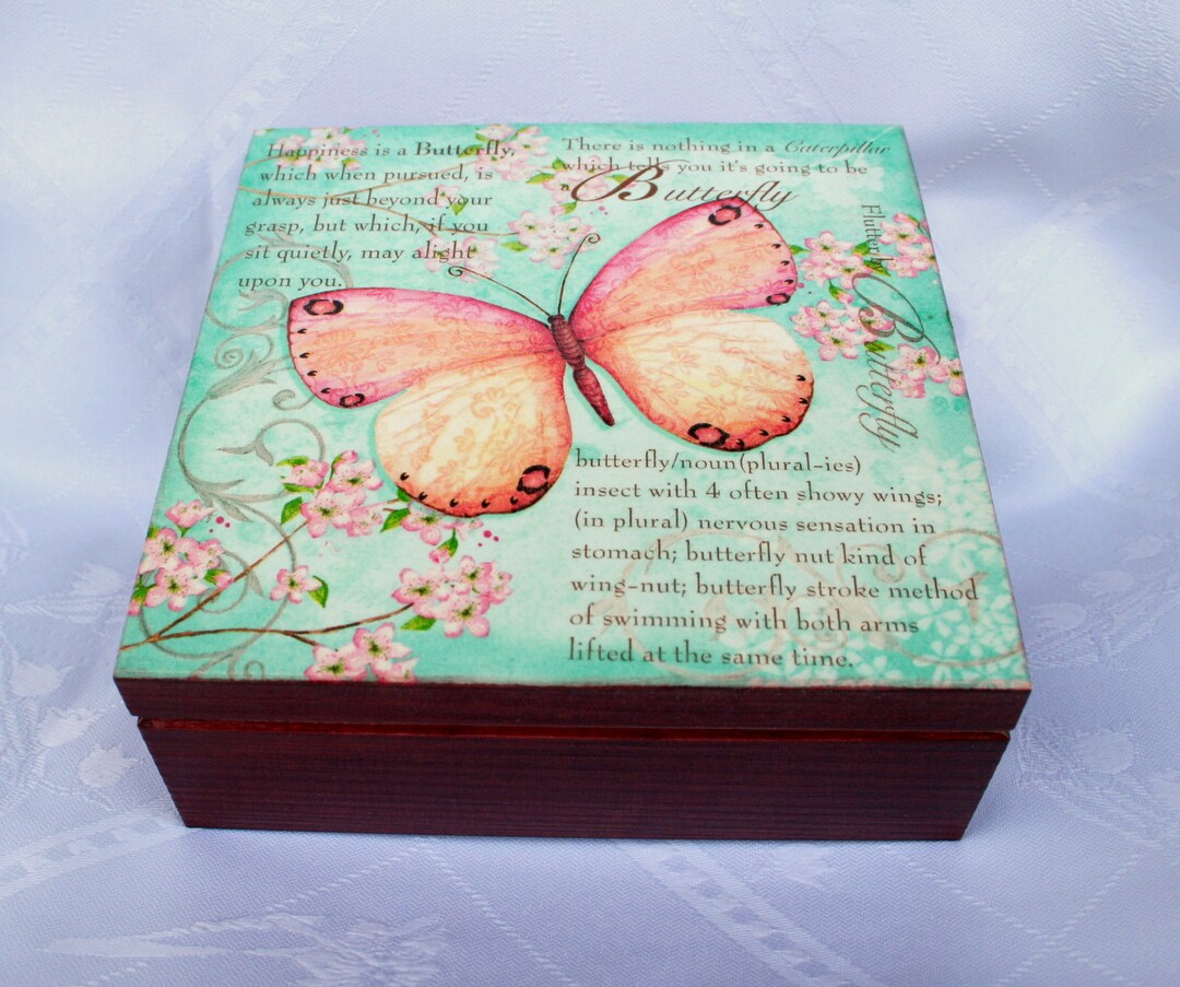 Wooden Box Butterfly, Keepsake Box, Jewelry Storage Box, Memory Box ...