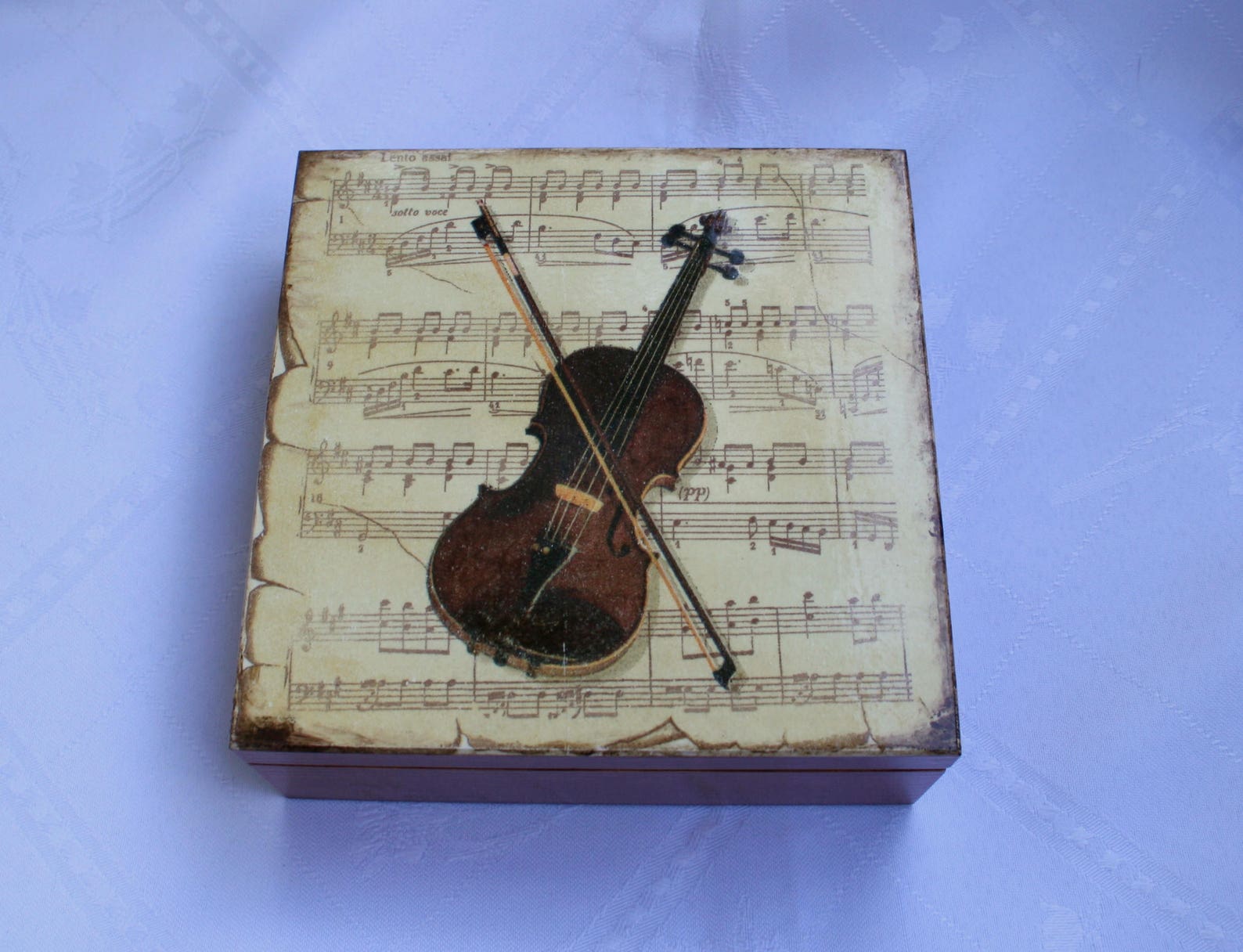 Wooden box violin vintage style box keepsake box jewelry Etsy