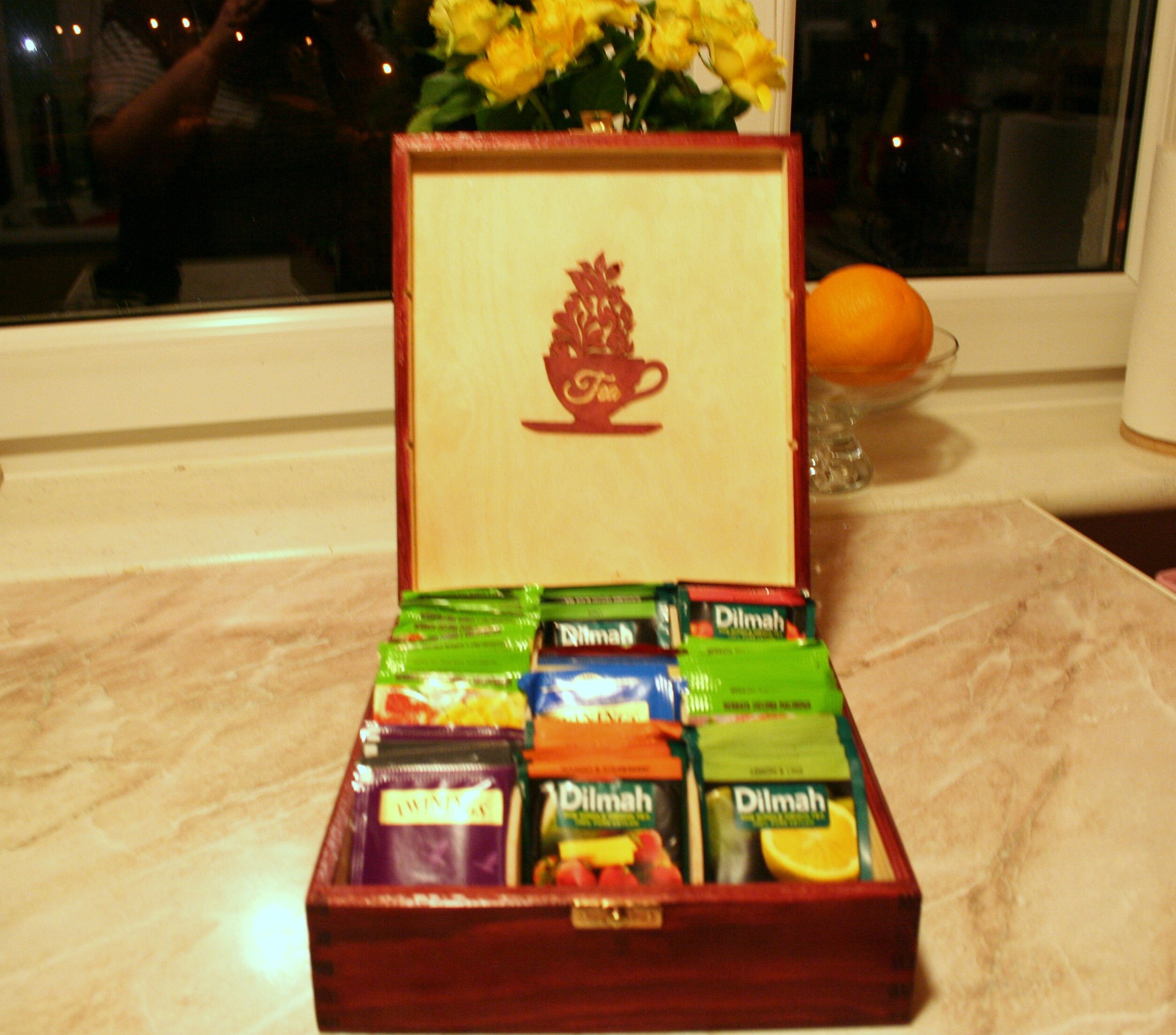 Big Wood Tea Box With Geisha Large Tea Box Wooden Storage Etsy